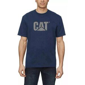 CAT Men's XXL Navy Blue Logo T-Shirt 100% Cotton Casual Short Sleeve K1096